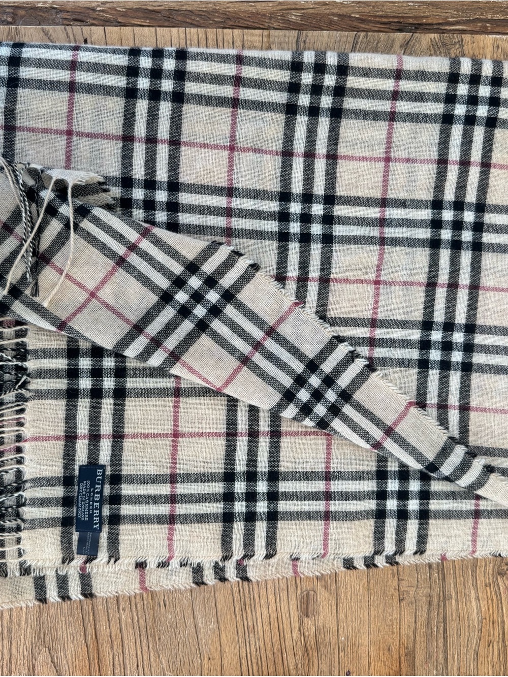 Burberry Beige, Black and Red Vintage Check Scarf